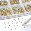 Picture of Beadsland 7200pcs Flatback Rhinestones,Gold Rhinestones Nail Gems Round Crystal Rhinestones for Crafts,Mixed 6 Sizes with Wax Pencil Kit, SS3-SS10,Metal Sunlight