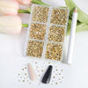 Picture of Beadsland 7200pcs Flatback Rhinestones,Gold Rhinestones Nail Gems Round Crystal Rhinestones for Crafts,Mixed 6 Sizes with Wax Pencil Kit, SS3-SS10,Metal Sunlight