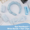 Picture of Canitor Spa Headband Wrist Bands Set with Hair Clips Skincare Headband for Washing Face Skin Care Puffy Makeup Headband Preppy Teen Girl Gifts Cute Trendy Stuff Hair Accessories for Women (blue)