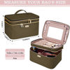 Picture of BAFAMYE 8.8L Double Layer Travel Makeup Bag With Mirror For Women, Large Cosmetic Case, Organizer for Travel-Size Accessories Bottles, Brushes,and Skin Care Products, 2.33 GAL, Brown…