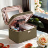 Picture of BAFAMYE 8.8L Double Layer Travel Makeup Bag With Mirror For Women, Large Cosmetic Case, Organizer for Travel-Size Accessories Bottles, Brushes,and Skin Care Products, 2.33 GAL, Brown…