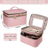 Picture of BAFAMYE 8.8L Double Layer Travel Makeup Bag With Mirror For Women, Large Cosmetic Case, Organizer for Travel-Size Accessories Bottles, Brushes,and Skin Care Products, 2.33 GAL, Pink