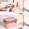 Picture of BAFAMYE 8.8L Double Layer Travel Makeup Bag With Mirror For Women, Large Cosmetic Case, Organizer for Travel-Size Accessories Bottles, Brushes,and Skin Care Products, 2.33 GAL, Pink