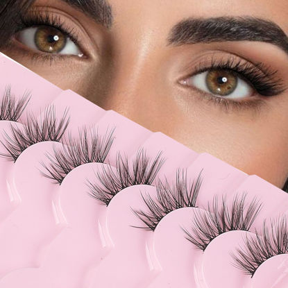 Picture of Onlyall Half Eyelashes Corner Lashes Natural Lashes Half Lashes Wispy End Lashes Corner Eyelashes 3/4 Lashes 7 Pairs C18