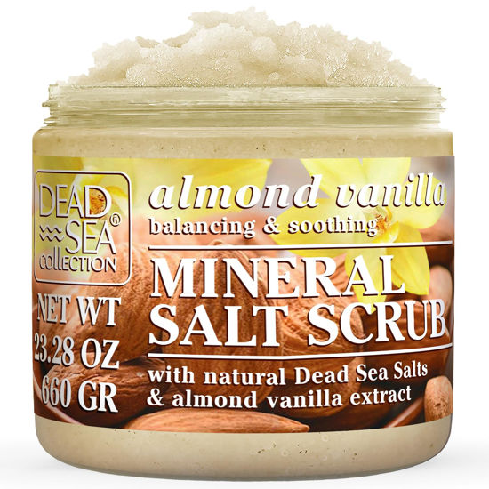 Picture of Dead Sea Collection Almond Vanilla Salt Body Scrub - Large 23.28 OZ - with Pure Oils and Dead Sea Minerals