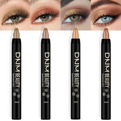 Picture of Kaely 4Pcs Cream Eyeshadow Stick Set for Eyes,Light Khaki Rose Gold Desert Gold Beige Gold,Eye Brightener Shimmer Makeup Pen,Waterproof Eye Shadow Highlighter Crayon Pencil,sombras en crema para ojos