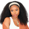 Picture of Headband Wig Human Hair Kinky Curly 18 inch None Lace Front Wig Human Hair Machine Made Wigs Glueless Kinky Curly Hair Headband Half Wigs for Black Women Human Hair Natural Color