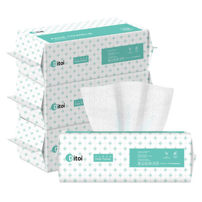 Picture of Ditoi Face Towels, Disposable Face Towel for Skin Care, Makeup Remover Dry Wipes, Thicker Face Towelettes for Cleansing, 7.8"×8.7"