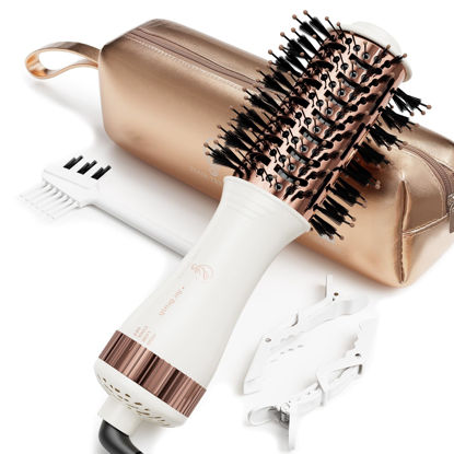 Picture of Travel Blow Dryer Brush in one, Dual Voltage Mini Hot Air Brush, Hair Trends Nano Titanium 2 Inch One Step Hair Dryer and Styler Volumizer Oval Shape