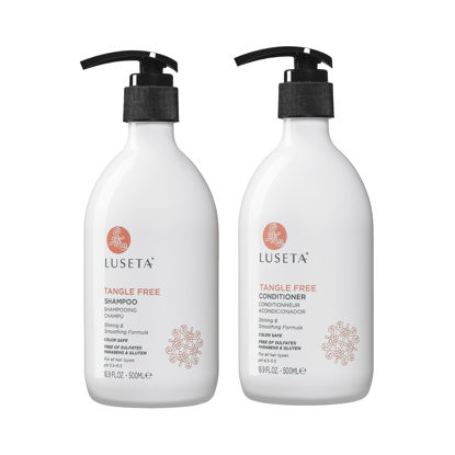 Picture of Luseta Tangle Free Routine Shampoo & Conditioner Set for Women and Men Sulfate Free Shampoo and Conditioner for Detangling with Keratin and Argan Oil, Color Safe for Curly and Wavy Hair 2 x 16.9oz