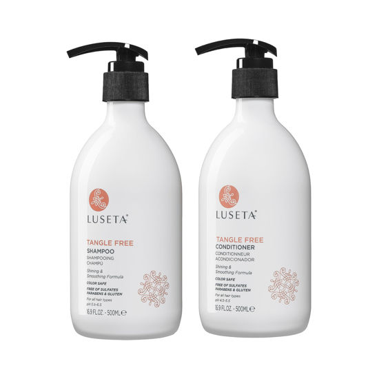 Picture of Luseta Tangle Free Routine Shampoo & Conditioner Set for Women and Men Sulfate Free Shampoo and Conditioner for Detangling with Keratin and Argan Oil, Color Safe for Curly and Wavy Hair 2 x 16.9oz