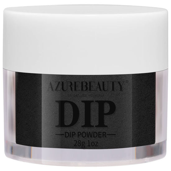Picture of Dip Powder Black Color, AZUREBEAUTY Nail Dipping Powder French Nail Art Starter Manicure Salon DIY at Home, Odor-Free and Long-Lasting, No Needed Nail Lamp Curing, 1 Oz