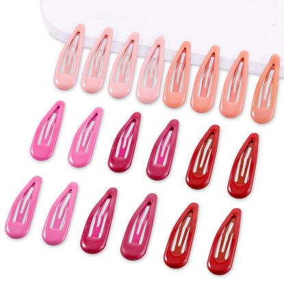 Picture of Cptots 20 PCS Metal Snap Hair Clips Water Drop No Slip Hair Barrettes for Women Small Hair Clips For Thick And Thin Fine Hair,Red Gradient Pink Rose Red,1.97 x 0.5 Inches.
