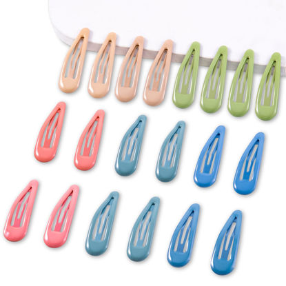 Picture of Cptots 20 PCS Metal Snap Hair Clips Water Drop No Slip Hair Barrettes for Women Small Hair Clips For Thick And Thin Fine Hair,Green Blue Gray Pink Beige,1.97 x 0.5 Inches.