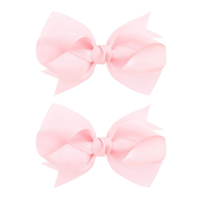 Picture of YanJie Valentine's Day Hair Bow Clips Red Pink Bowknot Hair Barrettes Hair Bowknot Ribbon Alligator Pink Love Heart Pattern Hairgrips Clips
