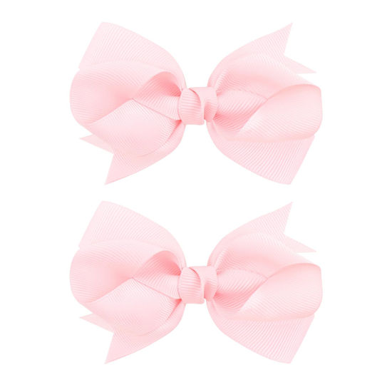 Picture of YanJie Valentine's Day Hair Bow Clips Red Pink Bowknot Hair Barrettes Hair Bowknot Ribbon Alligator Pink Love Heart Pattern Hairgrips Clips