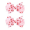 Picture of YanJie Valentine's Day Hair Bow Clips Love Heart Hair Clips Red Pink Bowknot Hair Barrettes Heart Lip Print Boutique Alligator Clips for Toddler