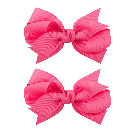 Picture of YanJie Valentines Baby Girl Hair Bows Clips Red Pink Bowknot Hair Barrettes Heart Lip Print Boutique Alligator Clips for Toddler