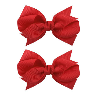 Picture of YanJie Valentines Day Red Hair Clips Girls Valentine's Day Hair Barrettes Hair Bowknot Ribbon Alligator Pink Love Heart Pattern Hairgrips Clips