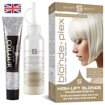 Picture of Smart Beauty Platinum Blonde Hair Dye Permanent, with Plex Anti-Breakage Technology that Protects Rebuilds Restores Hair Structure, Permanent Hair Colour, Bleach Hair Dye, Vegan, Cruelty Free