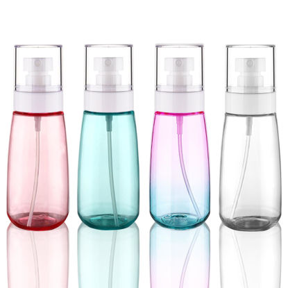 Picture of Cosywell Fine Mist Spray Bottle TSA Approved 3.4oz 100ml 4 Pack Empty Cosmetic Refillable Travel Containers Plastic Spray Bottle for Perfume Essential Oils Toners Rose Water Cosmetics(4Colors)