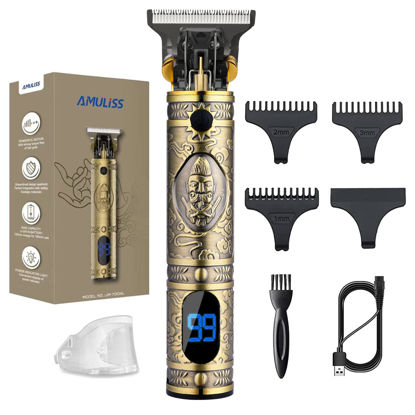 Picture of AMULISS Professional Mens Hair Clippers Zero Gapped Cordless Hair Trimmer Professional Haircut & Grooming Kit for Men Rechargeable LED Display