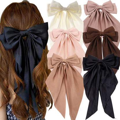 Picture of Seneeel 6 PCS Oversized Hair Bows, Big Bows for Girls and Women, Hair Ribbons