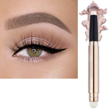 Picture of SAUBZEAN Light Gold Eyeshadow Stick Makeup, Waterproof Hypoallergenic Long Lasting Crayon, Glitter Primer Palette Shimmer Eyeliner Pen with Soft Brush