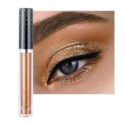 Picture of ONarisae Liquid Eyeshadow Shimmer Long Lasting Effect Shiny Pigment Eyeshadow Glow Glitter Makeup (Brown)
