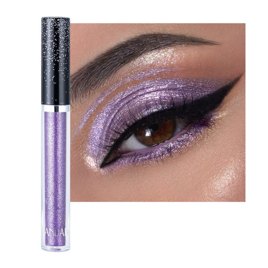 Picture of ONarisae Eyeshadow liquid Shimmer Long Lasting Effect Shiny Eyeshadow Glow Glitter Makeup (Purple)