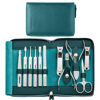 Picture of FAMILIFE Nail Kit, Professional Manicure Set Manicure Kit, 11 in 1 Stainless Steel Nail Clippers Set Pedicure Tools, Men Grooming Tool with Portable Blue Leather Travel Case Luxury Gifts for Him