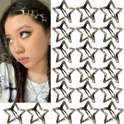 Picture of 20 PCS 1.22" Star Hair Accessories - Non-Slip Metal Snap Clips and Barrettes for Girls & Women, Y2K Style