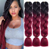 Picture of AFNOTE Ombre Red Braiding Hair Extensions 24 Inch 3 Packs Synthetic Jumbo Braiding Hair High Temperature Twist Crochet Braids Hair for Women (B8)
