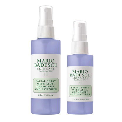 Picture of Mario Badescu Facial Spray with Aloe, Chamomile and Lavender for All Skin Types | Face Mist That Hydrates and Restores Balance & Brightness | 4 FL OZ & 2 FL OZ Combo