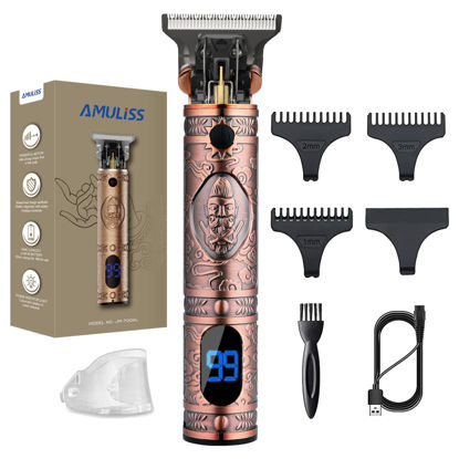 Picture of AMULISS Professional Hair Trimmer Mens Hair Clippers Zero Gapped Cordless Hair Trimmer Professional Haircut & Grooming Kit for Men Rechargeable LED Display