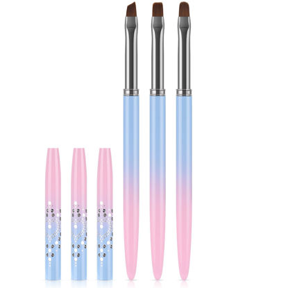 Picture of JASSINS Nail Art Clean Up Brushes, 3 Pcs Flat/Oval/Fine Angled Gel Nail Brushes,For Nail Art Design Painting DIY and Cleaning Polish Mistake on the Cuticles (Color)