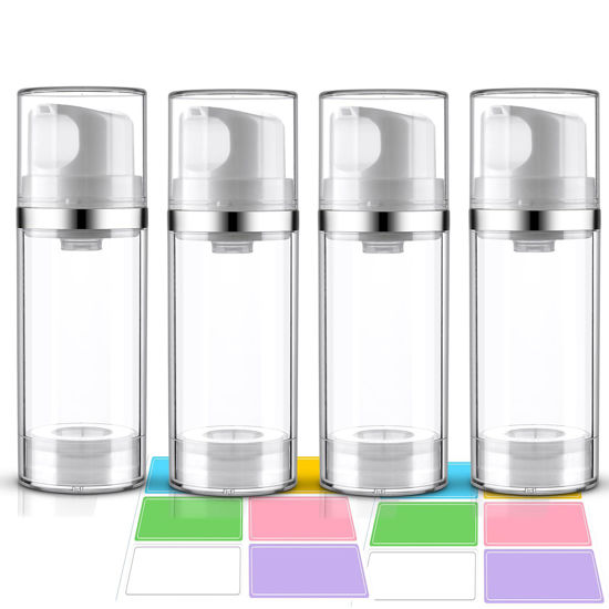Picture of Cosywell Airless Pump Jars 3.4oz/100ml 4 Pack Pump Bottle Dispenser Empty Moisturizer airless Pump Bottles Cosmetic Pump Container Travel Pump Bottles for Toiletries Shampoo Lotion and Cream Clear