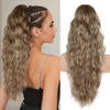 Picture of Ponytail Extension for Women, 26 inch Drawstring Ponytail Extension, Wavy Pony Tails Hair Extensions, Synthetic Hair Extensions Ponytail for Daily Use (Medium Brown Highlighted Blonde)
