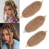 Picture of 3 Packs Spring Twist Hair 16 Inch Springy Afro Twist Hair for Pre Fluffed Kinky Twist Hair Synthetic Marley Twist Braiding Hair Extensions for Black Women Light Brown Blonde (16 Inch 3Pcs, 27613#)