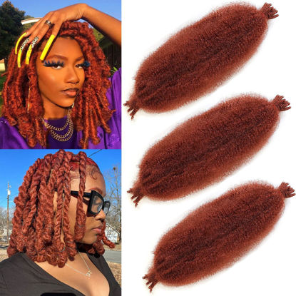 Picture of 3 Packs Ginger Spring Twist Hair 12 Inch Springy Afro Twist Hair Pre Fluffed Twist Hair For Distressed Soft Natural Marley Twist Braiding Hair Synthetic Extension For Women(12 Inch 3Pcs,350#)