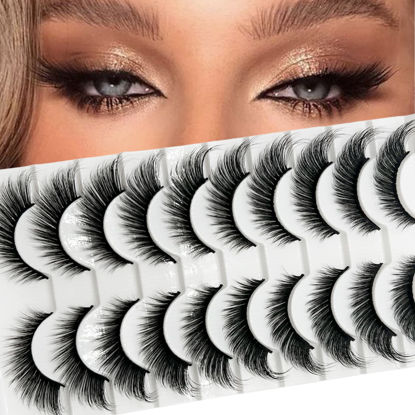 Picture of Fox Eye Lashes Mink Fluffy 3D Wispy Cat Eye Lashes That Look Like Extensions Short 18MM Angel Wing Eyelashes Pack