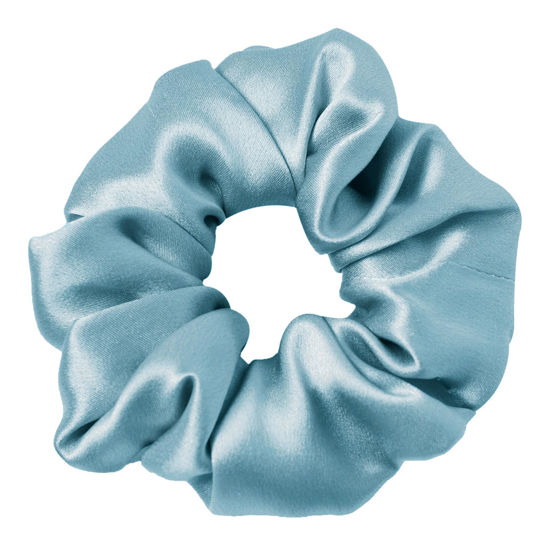 Picture of LILYSILK Silk Hair Scrunchies/Ties for Frizz & Breakage Prevention, 100% Mulberry, No Damage, Elastic ponytail Holders, 1Pc, Blue Haze