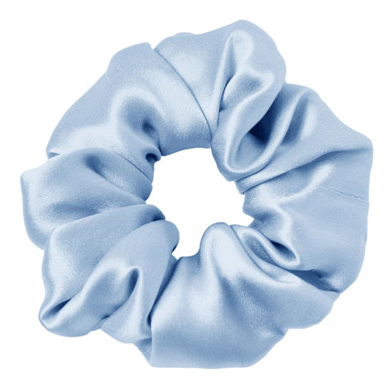Picture of LILYSILK Silk Hair Scrunchies/Ties for Frizz & Breakage Prevention, 100% Mulberry, No Damage, Elastic ponytail Holders, 1Pc, Sky Blue