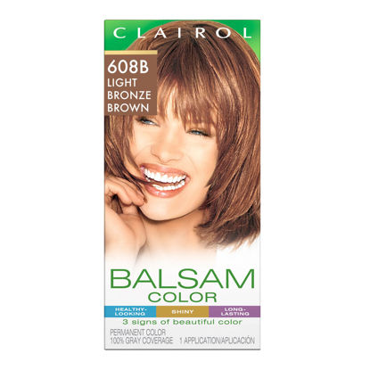 Picture of Clairol Balsam Permanent Hair Dye, 608B Light Bronze Brown Hair Color, Pack of 1