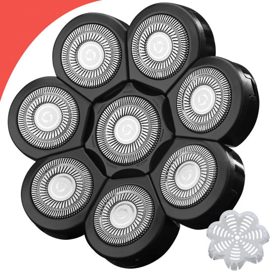 Picture of FOXSONIC 8 Blades Head Shaver Replacement Heads 8 Heads for Many Main Brands Electric Shaver Razor Bald Men Head Shaver Blades