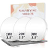 Picture of Magnifying Mirror, 10X & 20X & 30X Set, Magnified Mirror 3.5" with Two Suction Cups, Travel Magnifying Mirror Set Comes with Portable Storage Bag, Compact Small Magnifying Mirror for Travel(White)