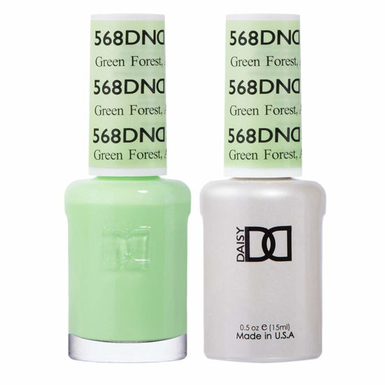 Picture of DND Gel Polish Set, Green Collection, UV/LED Gel Polish and Air Dry Nail Lacquer, Matching Chip-Free Polish Duo, 568 Green Forest, 0.5 Fl Oz