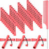 Picture of 48 Pieces Hair Perm Rods Short Cold Wave Rods Plastic Perming Rods Hair Curling Rollers Curlers with Steel Pintail Comb Rat Tail Comb for Hairdressing Styling Supplies (0.51 Inch, Pink)