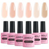 Picture of AIMEILI Hema Free Rubber Base Gel For Nails, Soak Off U V LED Clear Sheer 4 in 1 Nail Strengthen/Enhance/Base Coat/Color Gel Polish Set Of 6pcs X 10ml - Kit 45