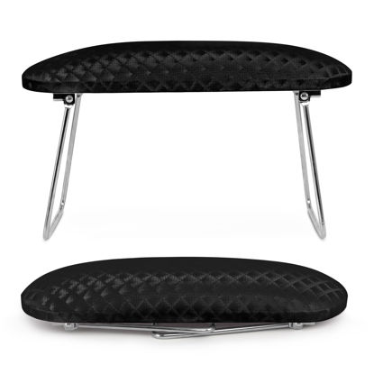 Picture of krofaue Nail Arm Rest Cushion, Professional Hand Rest for Nails Tech Black, Microfiber Leather Nail Rest Stand for Acrylic Nails Folding Hand Holder for Nails Pedicure Salon Home Use